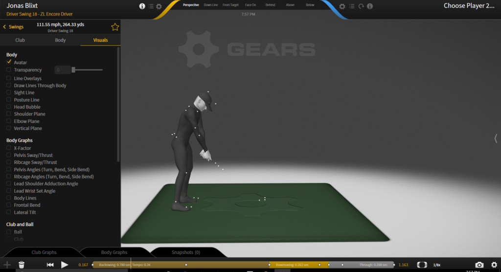 Gears Settings Golf Visuals Tab Gears Sports