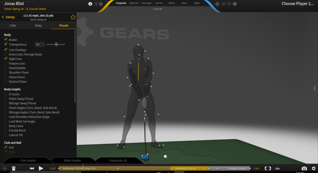 Gears Settings Golf Visuals Tab Gears Sports