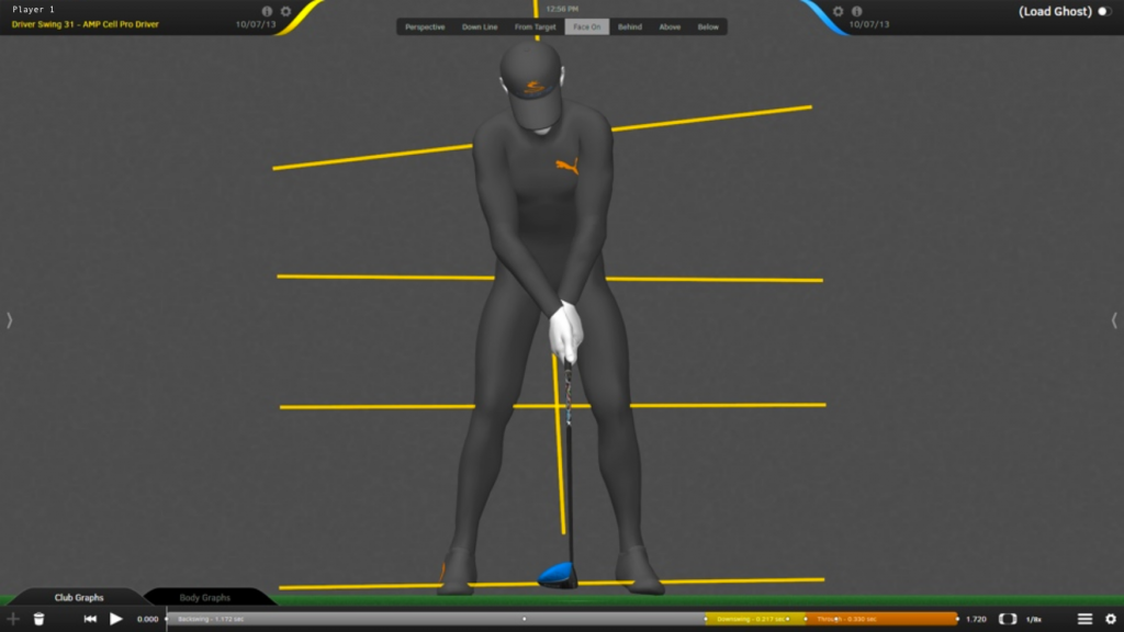 Biomechanics of a golf swing step by step as a golfer addresses
