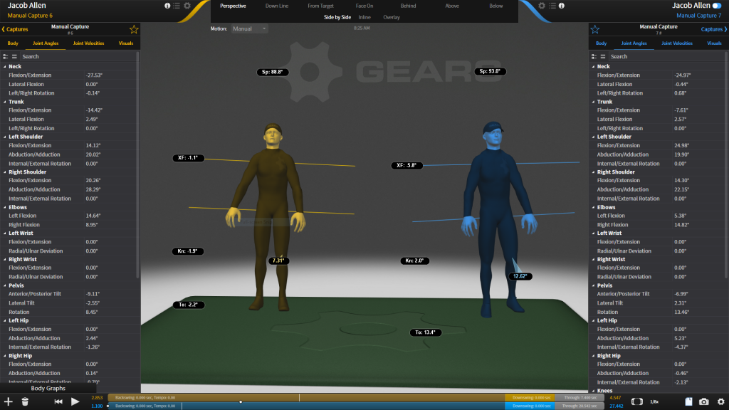 Comparing frame-by-frame running kinetic information with other runners